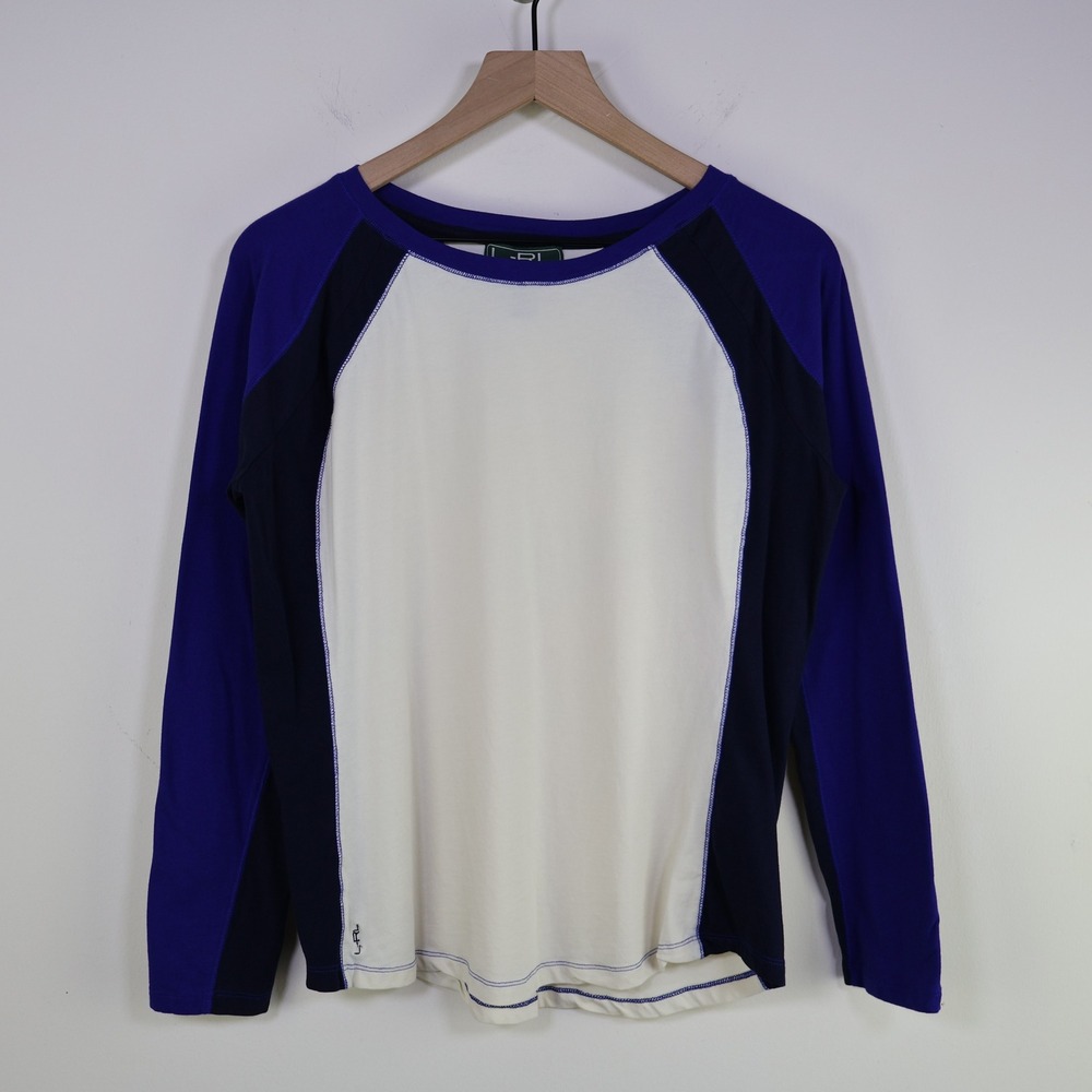 Vintage Lauren Active Ralph Lauren Colorblock Raglan Top Large Sporty Blue